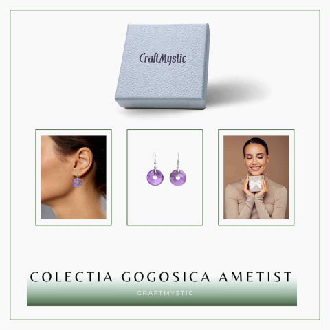 Cercei Argintii Ametist Forma Pi - Calm si Claritate Mentala [7]