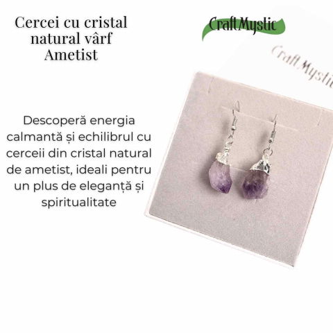 Cercei argintii cu Ametist Brut, argintii – Claritate si protectie spirituala [2]
