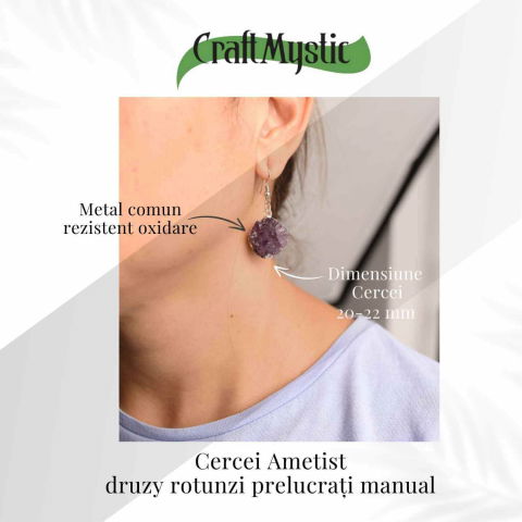Cercei Argintii cu Ametist Natural Rotund - Claritate si Eleganta [4]