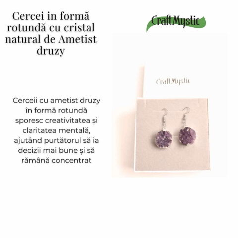 Cercei Argintii cu Ametist Natural Rotund - Claritate si Eleganta [2]