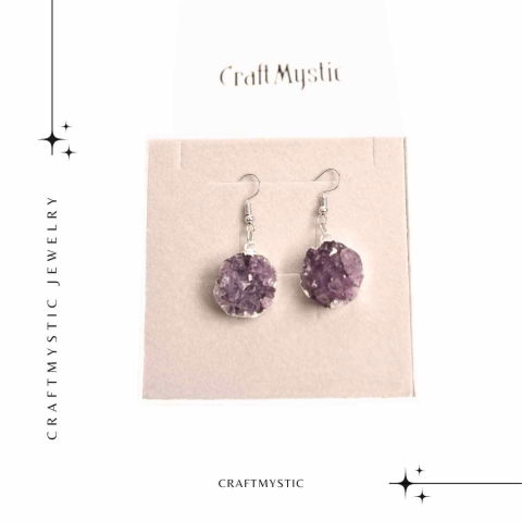 Cercei Argintii cu Ametist Natural Rotund - Claritate si Eleganta [5]