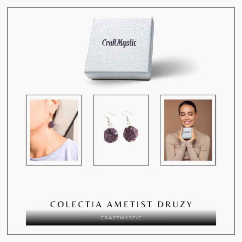 Cercei Argintii cu Ametist Natural Rotund - Claritate si Eleganta [6]
