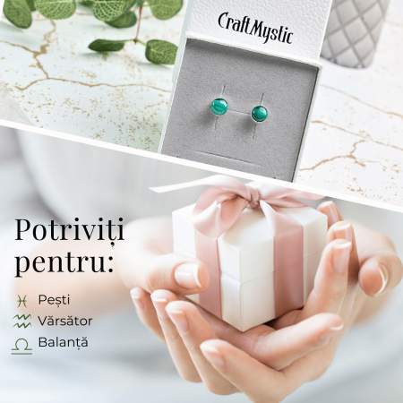 Cercei Argintii cu Citrin si Inchidere Clasica cu Surub [4]