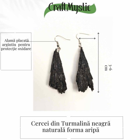 Cercei cu Turmalina Neagra model Aripa – Protectie si Eleganta Naturala [4]