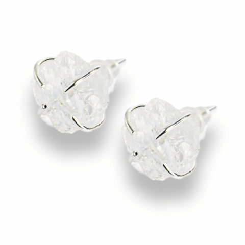 Cercei - Cristalul puritatii – Cercei stud argintii cu cuart transparent natural