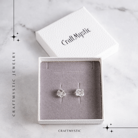 Cristalul puritatii – Cercei stud argintii cu cuart transparent natural [4]