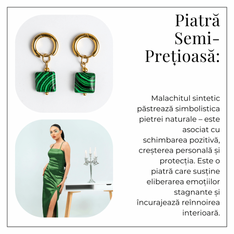 Energie Verde – Cercei cu Malachit Sintetic si Design Minimalist [5]