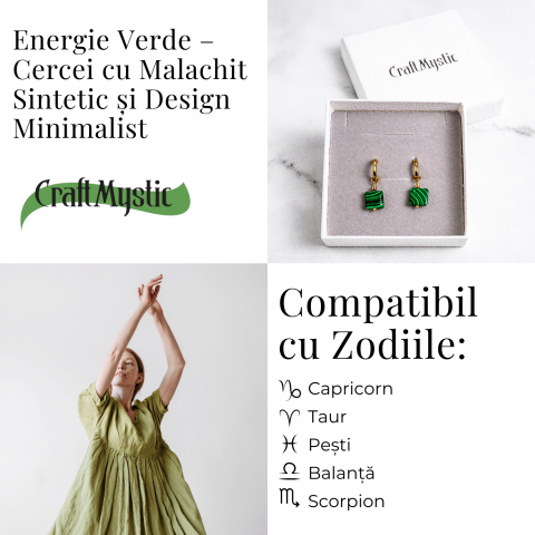 Energie Verde – Cercei cu Malachit Sintetic si Design Minimalist [4]