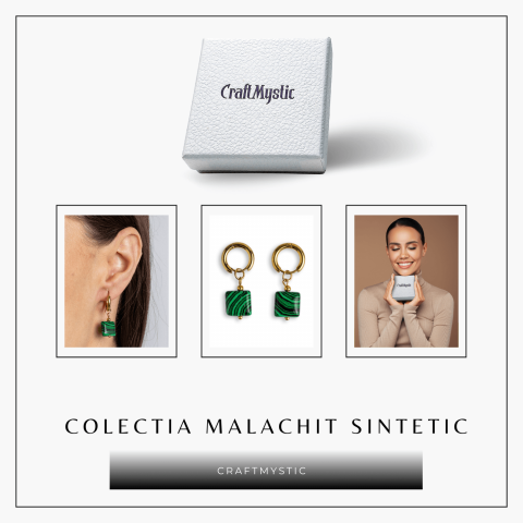 Energie Verde – Cercei cu Malachit Sintetic si Design Minimalist [7]