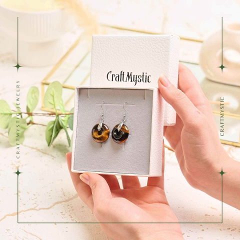 Cercei Argintii Ochi de Tigru Forma Pi - Protectie si Incredere [6]