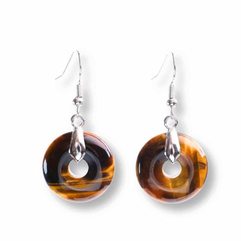 Cercei - Cercei Argintii Ochi de Tigru Forma Pi - Protectie si Incredere