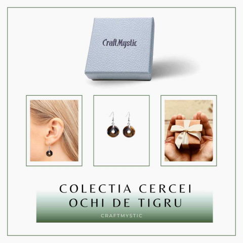 Cercei Argintii Ochi de Tigru Forma Pi - Protectie si Incredere [7]