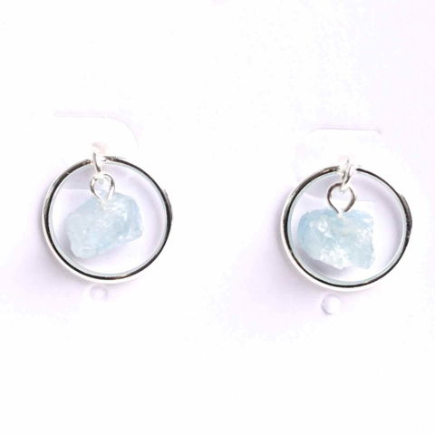 Cercei - Cercei cu Acvamarin Brut – Calm si Claritate Mentala