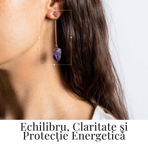 Cercei Aurii Lungii cu Ametist Brut Natural – Eleganta si Protectie Spirituala [1]