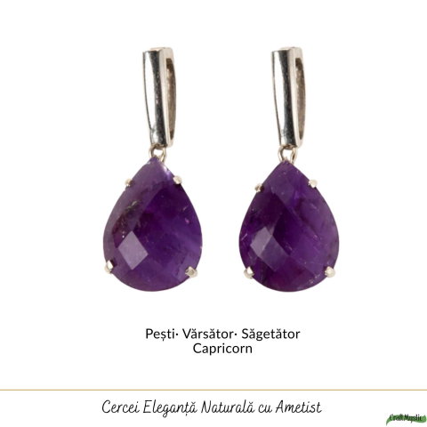 Cercei Argint 925 Lacrima cu Ametist Fațetat – Eleganta, Claritate si Liniște Interioara [4]