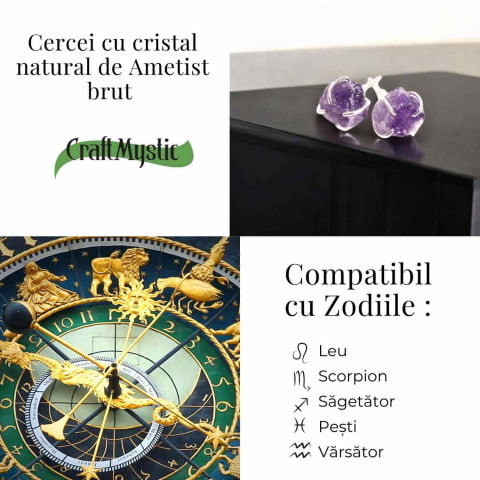 Cercei cu Ametist Brut – Energie Pozitiva si Echilibru Interior [4]