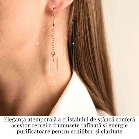 Cercei Aurii cu Lant si Cristal de Stanca, Claritate si Eleganța [1]