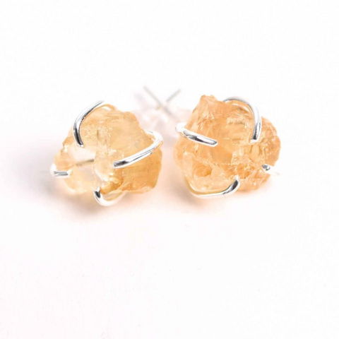 Cercei - Cercei cu Citrin Brut – Energie Pozitiva si Abundenta