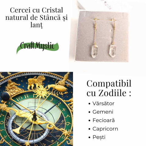 Cercei Aurii cu Lant si Cristal de Stanca, Claritate si Eleganța [4]