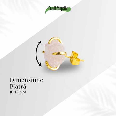 Bijuterie a Iubirii – Cercei cu Cuart Roz si Finisaj Auriu [3]