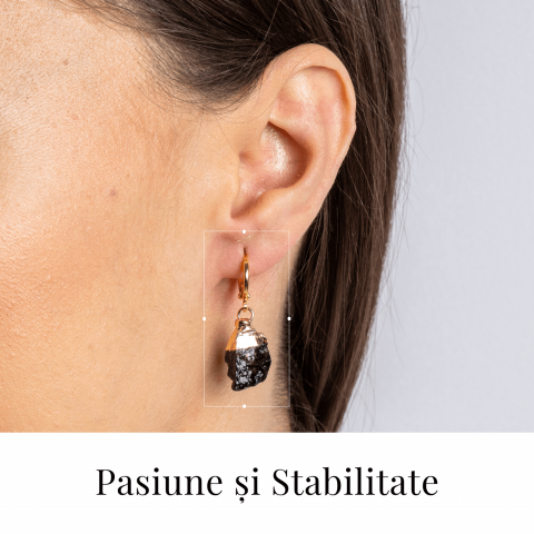 Cercei Aurii cu Granat Brut Natural – Energie si Vitalitate [1]