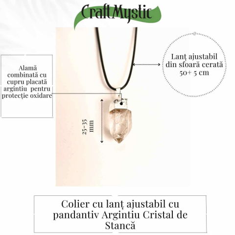 Colier cu pandantiv argintiu din cuart de stanca – Claritate si Energie Pozitiva [3]