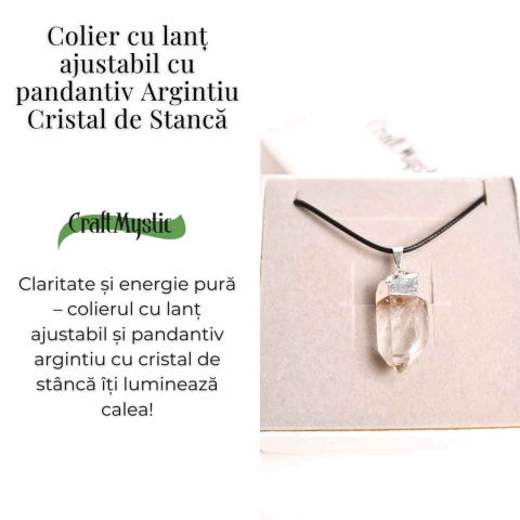 Colier cu pandantiv argintiu din cuart de stanca – Claritate si Energie Pozitiva [2]