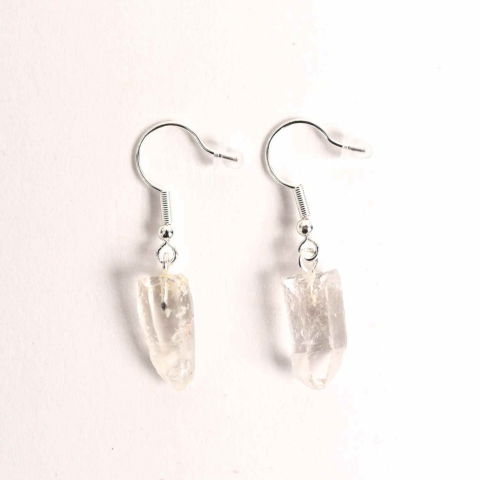 Cercei - Cercei Argintii cu Cristal de Stanca, Claritate si Eleganta Naturala