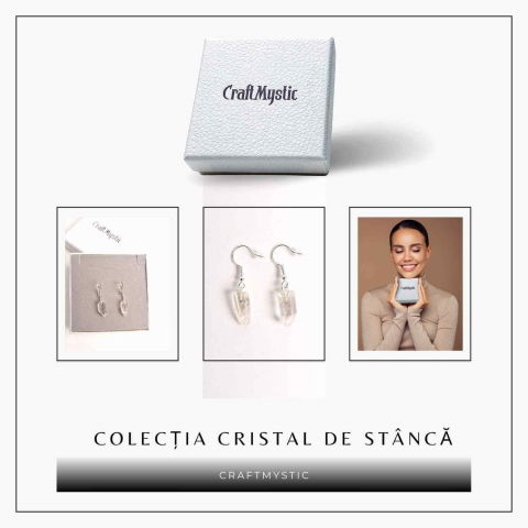 Cercei Argintii cu Cristal de Stanca, Claritate si Eleganta Naturala [6]