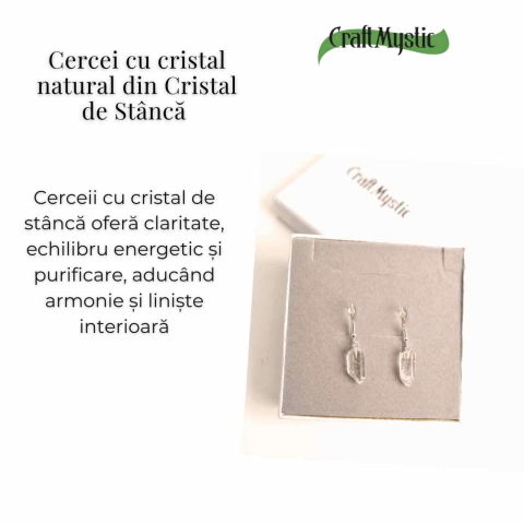 Cercei Argintii cu Cristal de Stanca, Claritate si Eleganta Naturala [2]