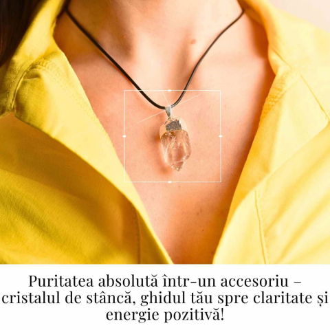 Colier cu pandantiv argintiu din cuart de stanca – Claritate si Energie Pozitiva [1]