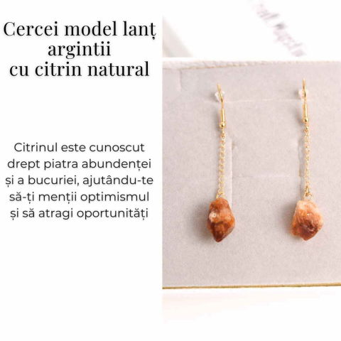 Cercei Aurii cu Citrin Brut – Prosperitate si Eleganta Naturala [2]