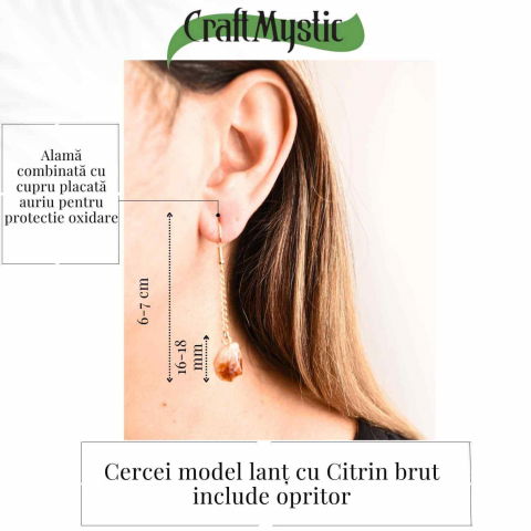 Cercei Aurii cu Citrin Brut – Prosperitate si Eleganta Naturala [4]