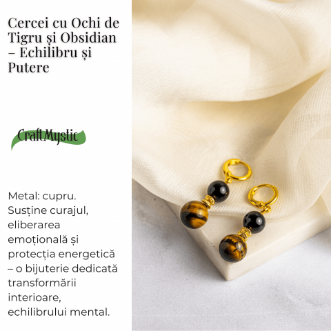 Echilibru si Putere – Cercei cu Ochi de Tigru si Obsidian [2]