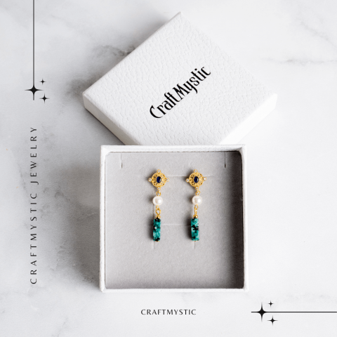 Cercei Aurii cu Perla Sintetica si Piatra de Ruby Zoisit – Eleganta si Echilibru Spiritual [7]