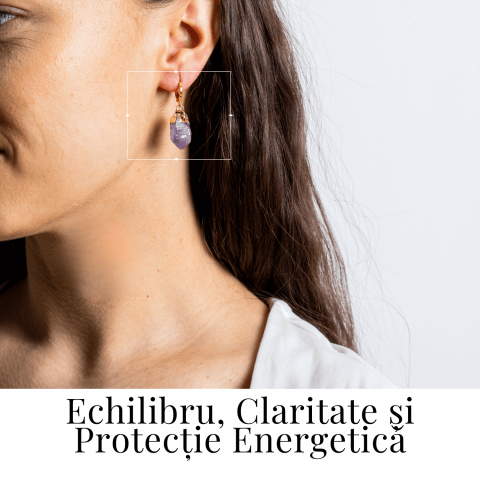 Cercei Aurii cu Ametist Brut Natural –Energie si Echilibru [1]