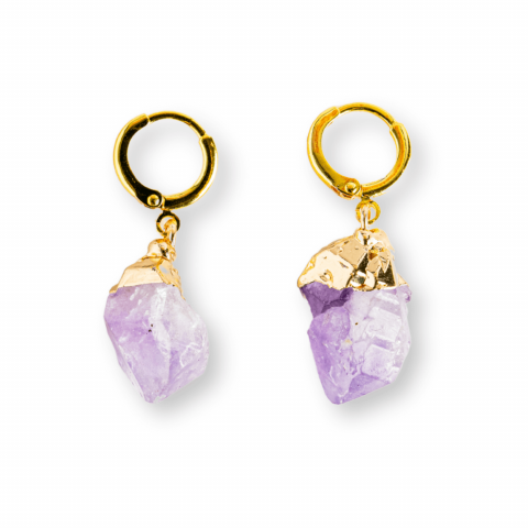 Cercei Aurii cu Ametist Brut Natural –Energie si Echilibru [0]