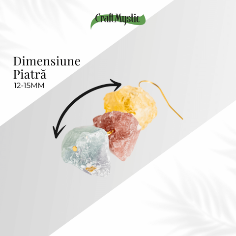 Cercei Aurii cu Citrin, Cuart Roz si Fluorit – Energie Pozitiva si Unicitate [3]