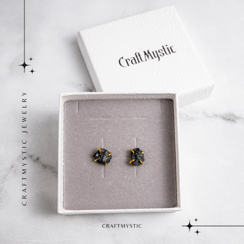 Protectie si Eleganta – Cercei cu Turmalina Neagra si Accente Aurii [7]