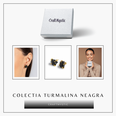Protectie si Eleganta – Cercei cu Turmalina Neagra si Accente Aurii [6]
