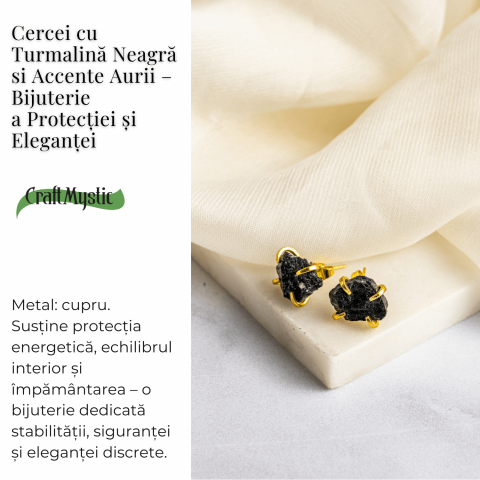 Protectie si Eleganta – Cercei cu Turmalina Neagra si Accente Aurii [2]