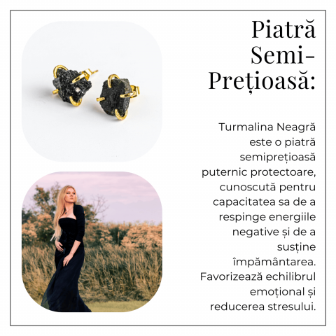 Protectie si Eleganta – Cercei cu Turmalina Neagra si Accente Aurii [5]