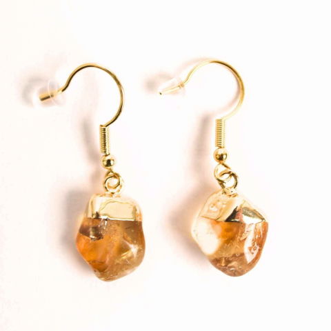 Cercei Aurii cu Citrin Rulat, Eleganta si Energie Pozitiva [7]