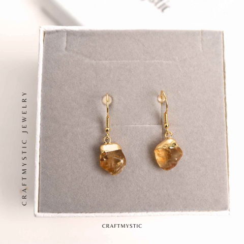 Cercei Aurii cu Citrin Rulat, Eleganta si Energie Pozitiva [5]