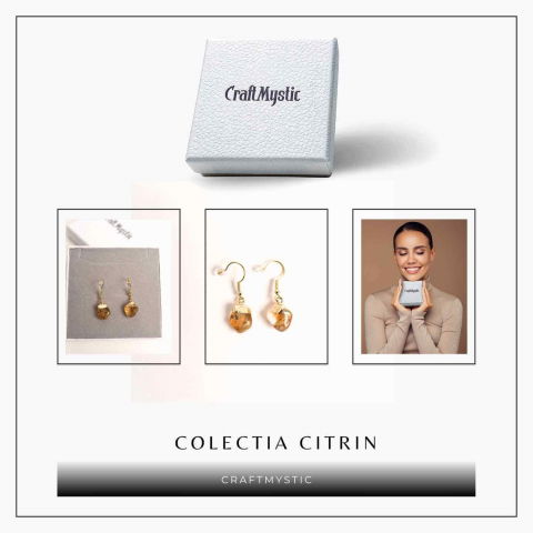 Cercei Aurii cu Citrin Rulat, Eleganta si Energie Pozitiva [6]