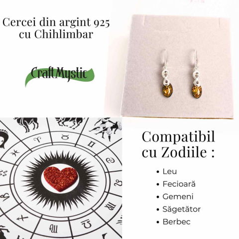 Cercei din Argint 925 cu Chihlimbar - Simbolul Infinit pentru Echilibru si Eleganta [3]
