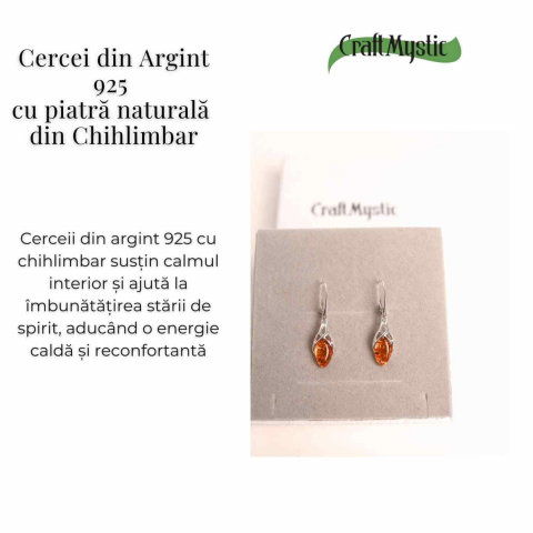 Cercei Argint 925 cu Chihlimbar - Protectie si Eleganta Naturala [4]