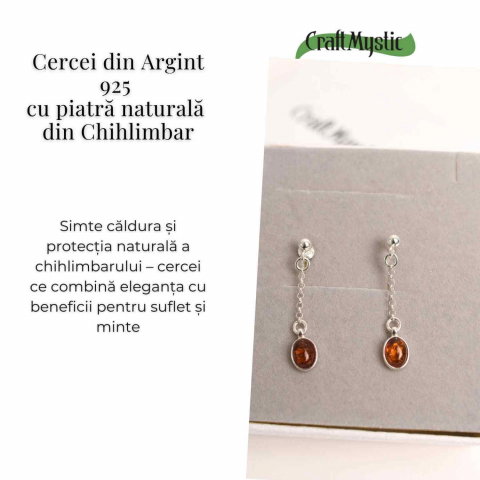 Cercei lungi din argint 925 cu chihlimbar natural – Energie si Rafinament [2]