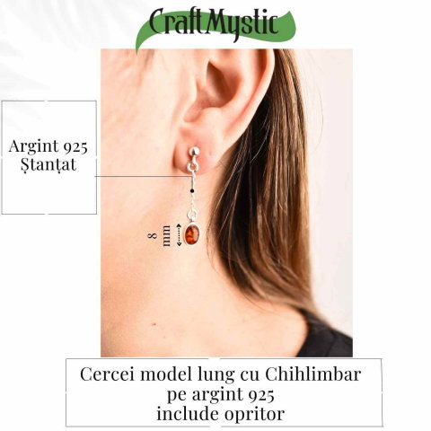 Cercei lungi din argint 925 cu chihlimbar natural – Energie si Rafinament [3]