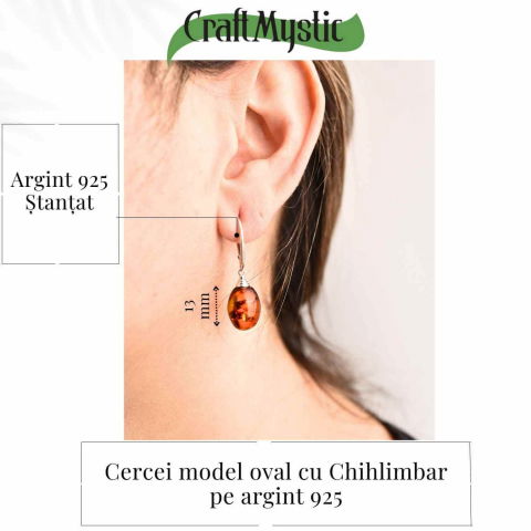 Cercei Ovali din argint 925 cu Chihlimbar Natural – Protectie si Eleganta [3]
